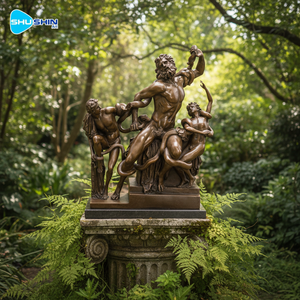 Sculpture de bronze antique grandeur nature de Laocoon et son fils, art et objets de collection - Product Image 4