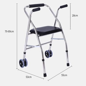 Déambulateur à roulettes avec siège en alliage d'aluminium de qualité médicale, capacité de 300 kg, hauteur réglable - Product Image 5