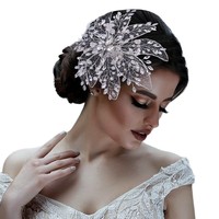 Appliques de robe en strass de cristal 3D faites à la main, motif fleur, pour coiffure et décoration d'épaule
