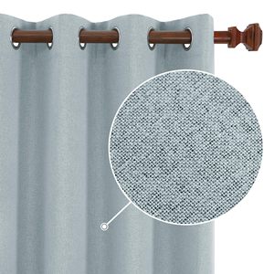 Cheap 100% Blackout <span class=keywords><strong>Plain</strong></span> Linen Janela cortinas de sombreamento com ilhós para a sala de estar Quarto escurecimento cortinas modernas - Product Image 1