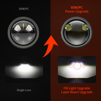 Projecteur de feux antibrouillard laser bi-LED tricolore haute puissance à faisceau spot laser haut/bas de 3 pouces pour Toyota Corolla et voitures universelles