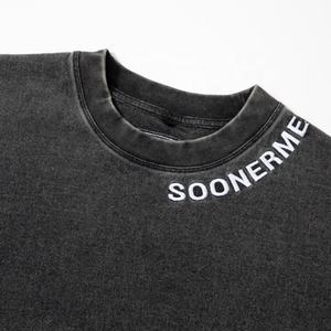 Vente en gros T-shirt avec broderie lavée vintage T-shirts avec logo personnalisé pour unisexe - Product Image 6