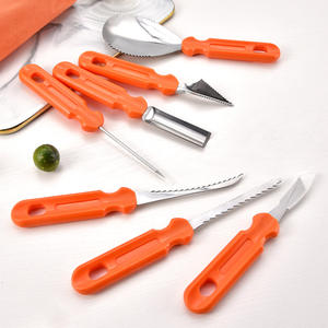 Stainless Steel Pumpkin Carving <b>Knife</b> Set 7 Pieces Serrated Edge Sharp Blades For Halloween Fruit DIY Tools With Storage Bag - Product Image 2
