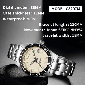 Montre de Plongée Homme Automatique Mécanique Lumineuse Étanche avec Bracelet à Maillons pour Usage Quotidien et Soirées - Product Image 5