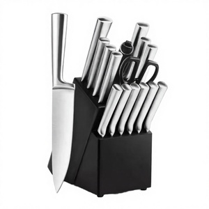 Juego de Cuchillos de Chef de Acero Inoxidable de 16 Piezas con Mango Hueco, Bloque de Madera, Diseño Ambidiestro, Cuchillas Pulimentadas Sostenibles - Product Image 3