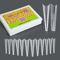 Nuevo kit de herramientas de modelado de uñas sin rastro con forma doble de almendra francesa, para extensión rápida de uñas postizas de cobertura completa, marca privada.