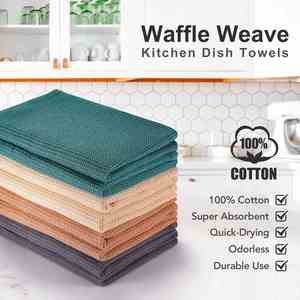 Chiffons à vaisselle en coton pur gaufré, super absorbants, de haute qualité, à séchage rapide, personnalisables, pour la cuisine - Product Image 3