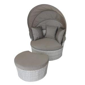 Tumbona redonda moderna de ratán PE para exteriores con dosel de marco de aluminio para hoteles, parques, pasillos, exteriores de jardín, juegos de muebles para exteriores - Product Image 2