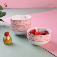 Ensemble de 4 bols de riz de service empilables à motifs en porcelaine de qualité supérieure pour la soupe aux céréales, les pâtes et les ramen à usage quotidien