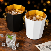 Bacs à boissons LiqVis de haute qualité en forme d'octogone avec poignées en anneau, seaux à glace en acier inoxydable pour vin, bière, champagne, pour bar et fêtes