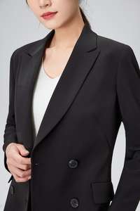 Tailleur <span class=keywords><strong>Blazer</strong></span> de Bureau Tendance pour Femme à Simple Boutonnage avec Pantalon, Haut Court Tissé Long à Motif Uni et Décoration de Boutons Brodée - Product Image 5
