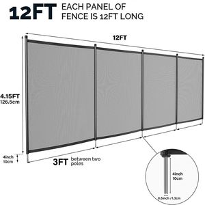 Clôture de sécurité de <span class=keywords><strong>piscine</strong></span> pliable en aluminium et plastique extensible portable, noire, filet amovible, barrière pour enfants, accessoires de nettoyage de <span class=keywords><strong>piscine</strong></span> - Product Image 5