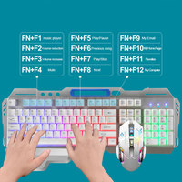 Özel X7 Usb Sem Fio Rgb De Laptop Teclado Para Tablet Y oyun kiti kablosuz oyun ergonomik klavye ve fare Combos Set