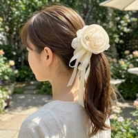 Accessoires pour cheveux en satin blanc pour femmes, style personnalisable, dentelle faite à la main, fleurs pour un usage quotidien ou pour les fêtes, joli élastique pour cheveux