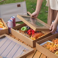 Cajas Rígidas de Papel Kraft Biodegradables y Ecológicas Reciclables con Ventana para Papas Fritas, Pollo, Hamburguesas, Frutas, Ensaladas, Sándwiches y Alimentos