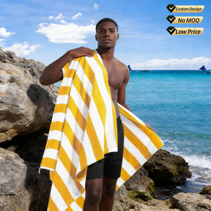 Serviettes de plage haut de gamme 100% coton absorbant Oeko-Tex Standard 100 Acheter des serviettes en provenance de Chine Prix bas Serviettes de plage jaunes Cabana - Product Image 1