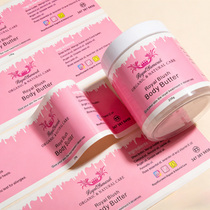 Etiquetas Adhesivas de Vinilo Impermeables Impresas Personalizadas al <span class=keywords><strong>por</strong></span> Mayor para Frascos de Mantequilla Capilar, Cuidado de la Piel y Cosméticos - Product Image 1