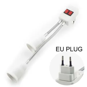 Adaptateur de douille double E27 pour <span class=keywords><strong>ampoule</strong></span> LED avec interrupteur marche/arrêt, compatible AC 110-220V, prise flexible EU/US - Product Image 2