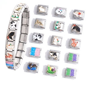 Abalorios Italianos de Alta Calidad al por Mayor, de Acero Inoxidable que No se Deslustra, Plata, Animales, Gatos, Perros, para Pulseras de Charms Italianos - Product Image 1