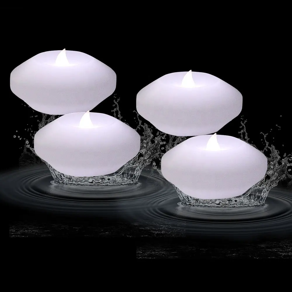 結婚式のセンターピース花瓶の装飾のための白色LED水フローティングフレームレスワックスキャンドルライト