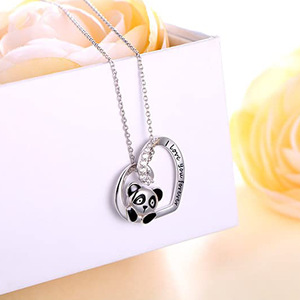 Nuova Collana con Ciondolo in Resina a Forma di Panda, Charm con Zirconi a Cuore, Catena per Clavicola - Product Image 3