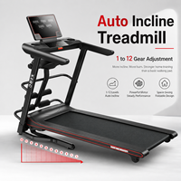 Caminadora Plegable con Inclinación Automática y Ajuste de 1 a 12 Niveles, Máquina Eléctrica para Correr en Casa para Ejercicios Cardiovasculares