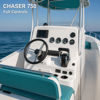 Bateau de pêche à console centrale 7500 mm, moteur hors-bord 300 CV, réservoir de carburant 200 L, 8 personnes, fibre de verre, coque en V profond