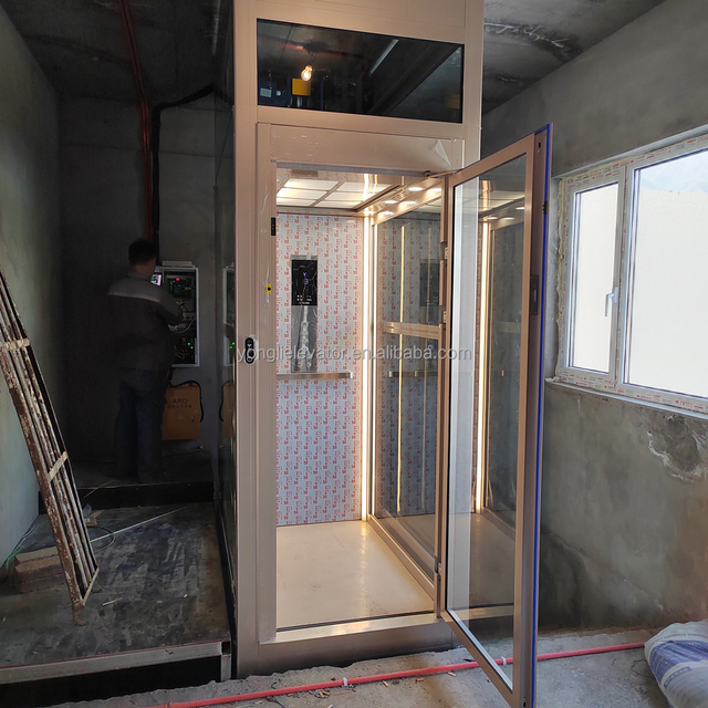 Small 3/5-Story Household Outdoor Elevator with Screw Drive and Gearless Traction High-Duty Steel Construction