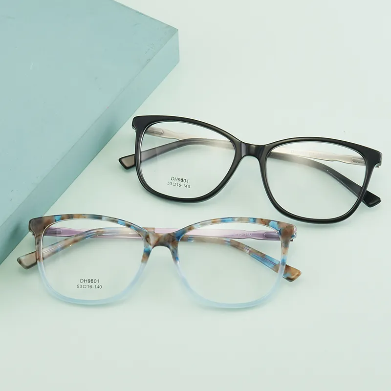 Mode Trendy Hochwertige Farb nähte Dicke Acetat Fiberglas Rahmen Optische Brille