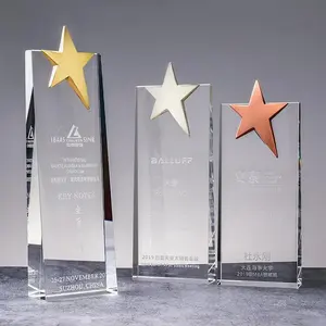 Customized Star Trophy Crafts Carving Custom Crystal Plaque Gift Sublimation Crystal trophy