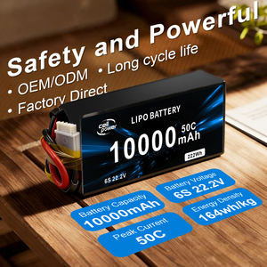 Batterie Lipo 10000mAh 6S 50C pour drone FPV, batterie de drone 22.2V à décharge élevée, C-rate d'origine, usine d'origine - Product Image 2