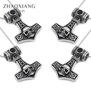 Colliers avec gros pendentifs tête de mort pour hommes, bijoux hip-hop punk en gros, chaîne marteau en acier inoxydable - Product Image 2