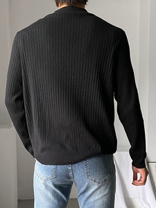 Polo personalizado para <span class=keywords><strong>hombre</strong></span>, camisa de manga larga negra, viscosa cálida, suelta, de <span class=keywords><strong>punto</strong></span>, para invierno - Product Image 3