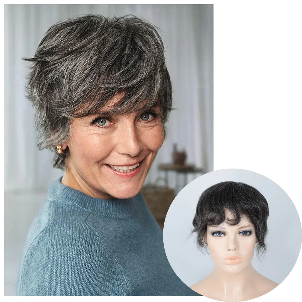 Short Length Clip In Hair Topper Monofilament Top women's 100% Synthetic Hair Toupee For Woman Color #1b10