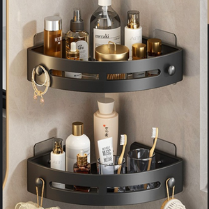 <span class=keywords><strong>Plastique</strong></span> sans perçage conception <span class=keywords><strong>d</strong></span>'<span class=keywords><strong>angle</strong></span> gain <span class=keywords><strong>de</strong></span> place installation facile <span class=keywords><strong>salle</strong></span> <span class=keywords><strong>de</strong></span> <span class=keywords><strong>bain</strong></span> organisation <span class=keywords><strong>de</strong></span> stockage mur carte mère étagère murale - Product Image 1