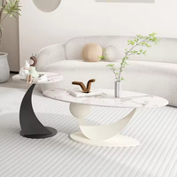 Nouvelle Arrivée Table Basse Créative Moderne Écologique Style Crème pour Salon, Ensemble de Tables d'Appoint de Canapé en Fer et Bois avec Rangement Compact