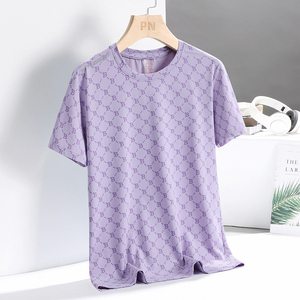 T-shirt en soie glacée personnalisé avec logo, pour homme, été, col rond, tendance, séchage rapide, décontracté, manches courtes, respirant - Product Image 6
