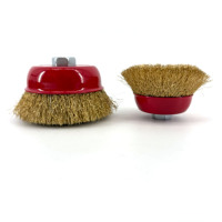 Brosse à ondes ondulées jaune à trou fileté pour le nettoyage des scories de soudure, le polissage et la finition des métaux, à utiliser avec une meuleuse