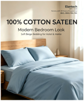 Parure de lit unie 100 % coton satiné, comprenant couette et drap-housse, pour hôtels et maisons (vente en gros)