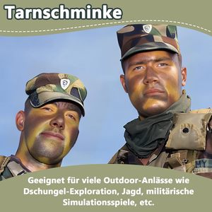 Peinture corporelle camouflage 3 couleurs (vert, marron, noir, chocolat) pour maquillage visage cosplay et chasse - Product Image 6