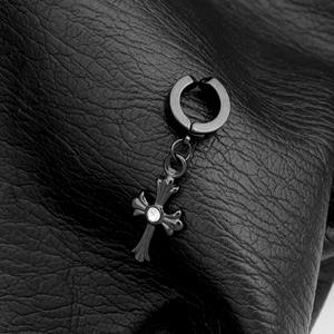 Nouvelles boucles d'oreilles pendantes en acier inoxydable noir vintage avec zircon, tendance rétro, personnalité hip-hop, beau <span class=keywords><strong>Joker</strong></span>, garçons avancés - Product Image 4