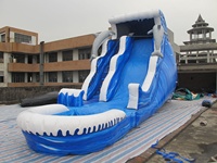 Toboggan aquatique gonflable en forme de dauphin avec piscine, prix d'usine, grands toboggans aquatiques Justfun à vendre