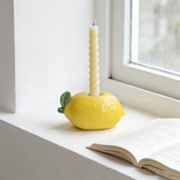Schattig citroenvormig keramiek kaarsenhouder mini fruit citroen kaarsenstandaard felgele citroen tafeldecoratie