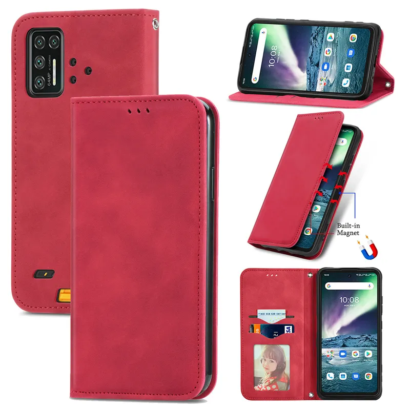 PU Leather Wallet Flip Phone Cover Skin Friendly PU Case for Umidigi Bison GT with Stand holder and Card Slot