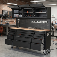 Nouvelle conception, armoire d'atelier en acier inoxydable de 72 pouces, résistante à l'humidité, texture métallique, armoires de quincaillerie pour la réparation automobile
