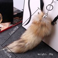 Porte-clés Pompon en Queue de Renard Naturelle 25-30cm, en Véritable Fourrure de Renard, avec Pompons, Style Féerique, Tendance, Mignon, pour Cosplay