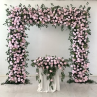 A-2040 Dekorasi Latar Belakang Bunga Mawar Peony Sutra Buatan Putih Murah Ukuran 8*8ft untuk Panggung Pernikahan dan Acara