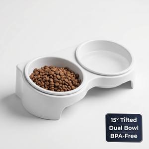 Comedero Doble Integrado Minimalista para Gatos, Diseño con Orejas de Gato, Estación de Comida y Agua para Mascotas, Precio de Fábrica, Venta al Por Mayor - Product Image 3