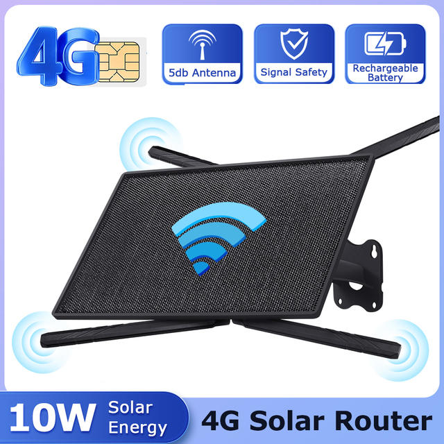 New Cat4 Solar Powered 4G Router IP66 Outdoor Long Battery Life Wireless WiFi Signal Transmitter 4G Data to Free WiFi Converter