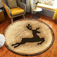 Tapis sur mesure en velours cristal doux et lavable, à motif animalier et grain de bois rustique, avec envers en caoutchouc TPR, pour salon et chambre à coucher